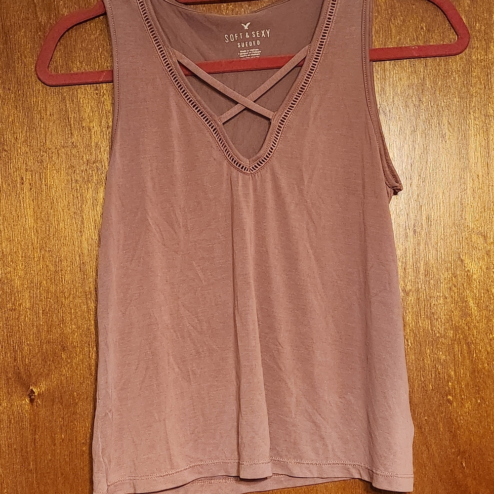 American Eagle Soft & Sexy Sueded Mauve Tank Top Size XS